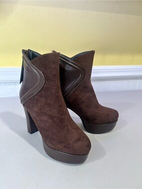 Women’s Brown Suede Platform Ankle Boots